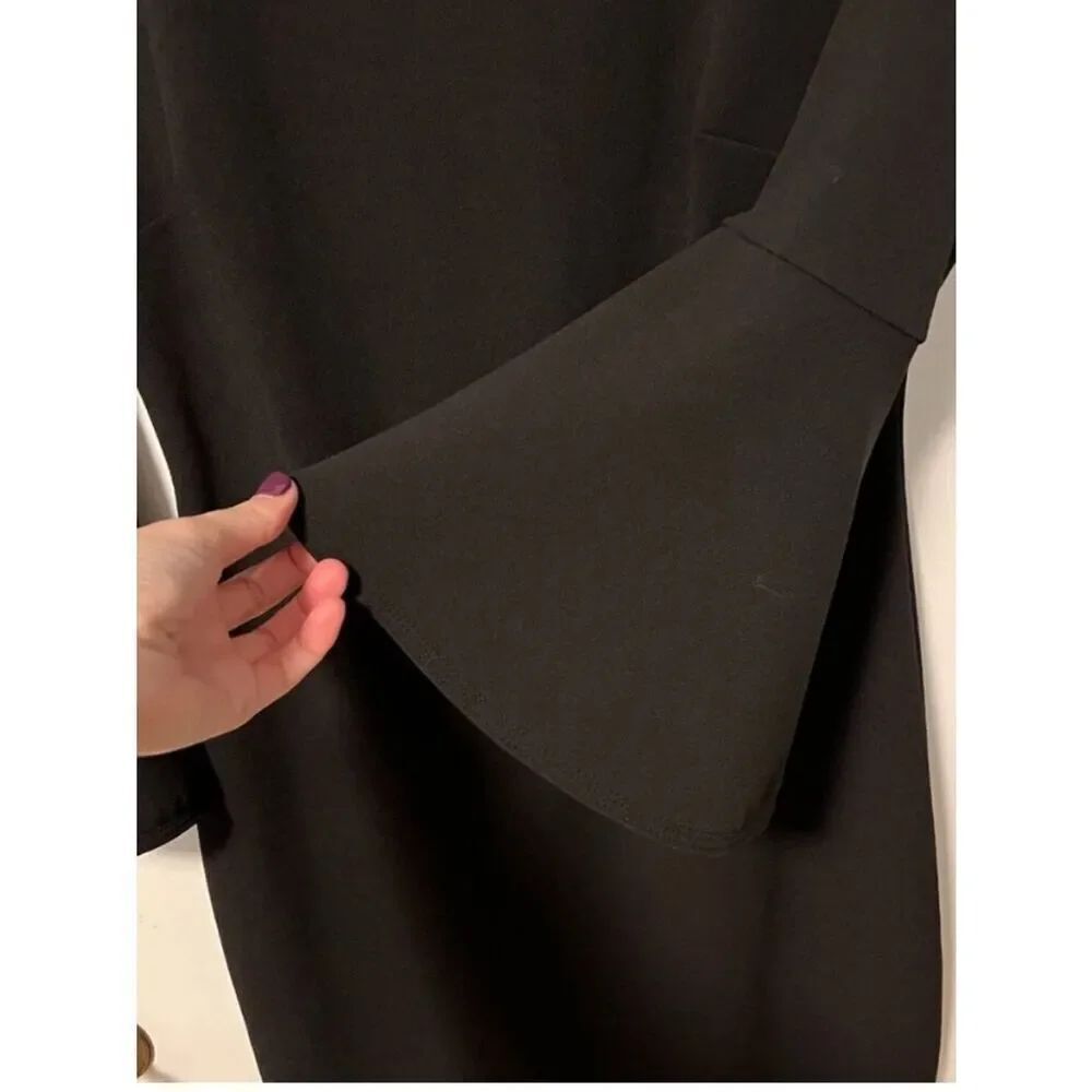 🛍️ Calvin Klein Black Bell-Sleeve Midi Dress Like New Size 8 - Picture 7 of 10